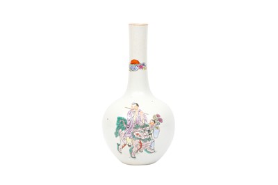 Lot 599 - A CHINESE FAMILLE-ROSE 'SCHOLARS AND BEASTS' BOTTLE VASE