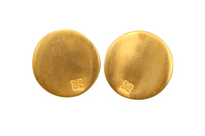 Lot 401 - Givenchy Hammered Disc Logo Clip On Earrings