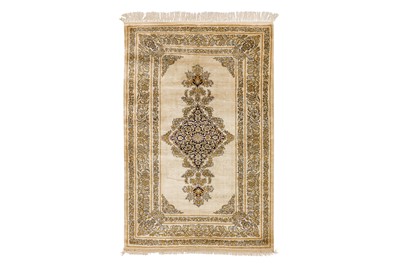 Lot 48 - AN EXTREMELY FINE SILK QUM RUG, CENTRAL PERSIA