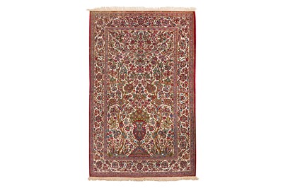 Lot 40 - AN UNUSUAL, PART SILK KASHAN RUG, CENTRAL PERSIA