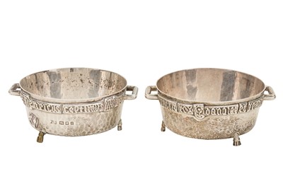 Lot 208 - A pair of George V sterling silver novelty salts or bowl, London 1924 by Frederick James Ross of Winchester