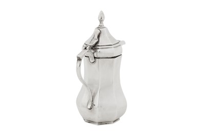Lot 245 - A rare early 20th century Iraqi silver dallah coffee pot, Baghdad circa 1930 by Shuwa’ Jangana and Bros