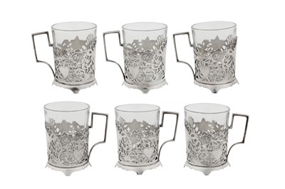 Lot 217 - A set of mid-20th century Persian (Iranian) silver tea glass holders, Tabriz circa 1960