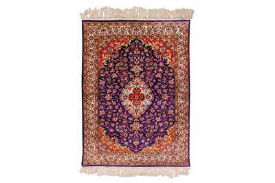 Lot 56 - A VERY FINE SILK QUM RUG, CENTRAL PERSIA