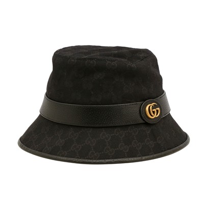 Lot 193 - Gucci Black Marmont GG Monogram Bucket Hat - Size S