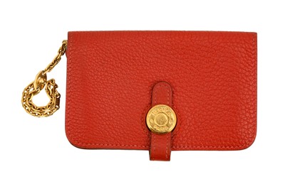 Lot 157 - Hermes Red Clemence Dogon Wallet