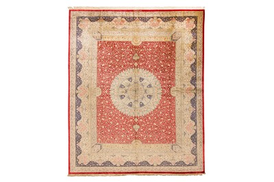 Lot 91 - AN EXTREMELY FINE SILK QUM CARPET, CENTRAL PERSIA