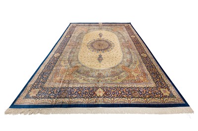 Lot 104 - AN EXTREMELY FINE SIGNED SILK QUM CARPET, CENTRAL PERSIA