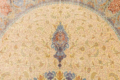 Lot 104 - AN EXTREMELY FINE SIGNED SILK QUM CARPET, CENTRAL PERSIA