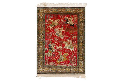 Lot 70 - A VERY FINE SILK QUM RUG, CENTRAL PERSIA