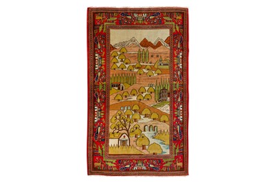 Lot 71 - A FINE KASHAN PICTORIAL RUG, CENTRAL PERSIA