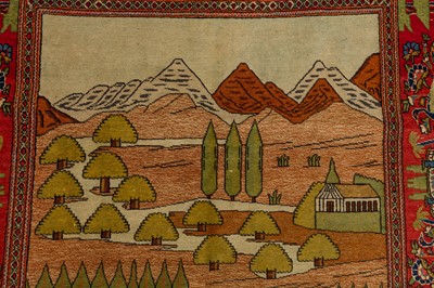 Lot 71 - A FINE KASHAN PICTORIAL RUG, CENTRAL PERSIA