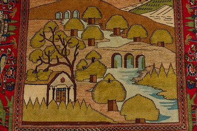 Lot 71 - A FINE KASHAN PICTORIAL RUG, CENTRAL PERSIA