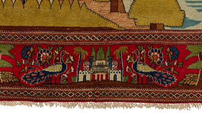 Lot 71 - A FINE KASHAN PICTORIAL RUG, CENTRAL PERSIA