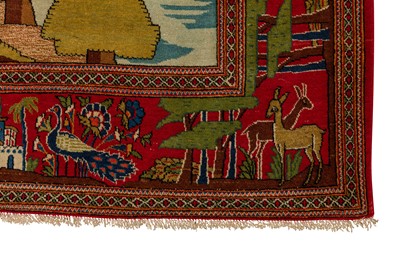 Lot 71 - A FINE KASHAN PICTORIAL RUG, CENTRAL PERSIA