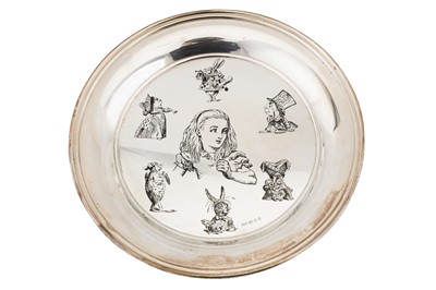 Lot 217 - A cased Elizabeth II sterling silver Lewis Carroll commemorative plate, London 1973 by Roberts and Dore