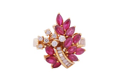 Lot 241 - A RUBY AND DIAMOND COCKTAIL RING