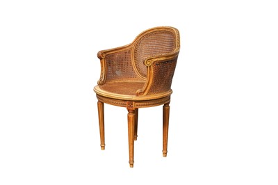 Lot 365 - A PAINTED AND CANED FRENCH LOUIS XVI BERGERE CHAIR