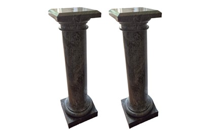 Lot 376 - A PAIR OF GREEN MARBLE COLUMNS