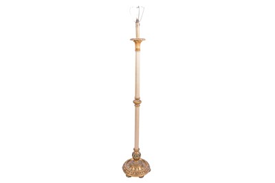 Lot 325 - A PAINTED AND PARCEL GILT STANDARD LAMP