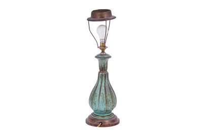 Lot 320 - A WMF VERDIGRIS BRONZE LOBED TABLE LAMP