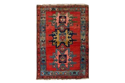 Lot 53 - AN ANTIQUE KAZAK RUG OF LESGHI DESIGN, SOUTH CAUCASUS