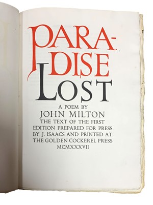 Lot 134 - Golden Cockerel Press. Milton. Paradise Lost. 1/200. 1937