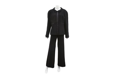 Lot 491 - Chanel Black Wool Evening Trouser Suit - Size 46