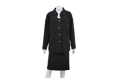 Lot 357 - Chanel Black Wool CC Skirt Suit