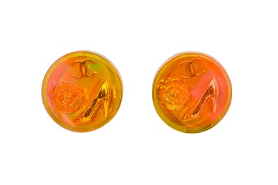 Lot 191 - Chanel Holographic Motif Clip On Earrings