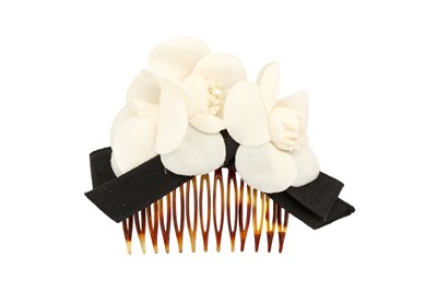 Lot 453 - Chanel White Silk Camellia Hair Accessory