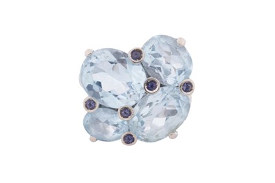 Lot 152 - CRISO Ι AN AQUAMARINE AND AMETHYST RING, CIRCA 2006