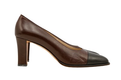 Lot 271 - Chanel Brown Classic Bi Colour Heeled Pump - Size 38.5