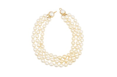 Lot 326 - Chanel Ivory Pearl Three Row Necklace