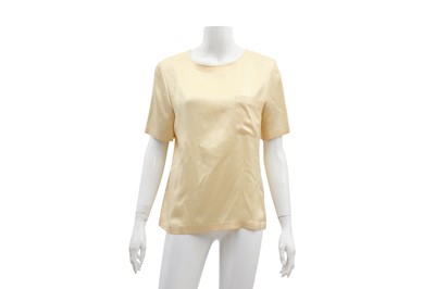 Lot 202 - Chanel Buttermilk Silk CC Blouse - Size 40