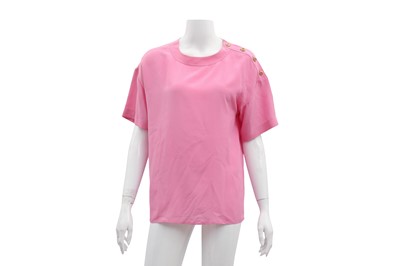 Lot 132 - Chanel Bubblegum Silk CC Blouse - Size 38