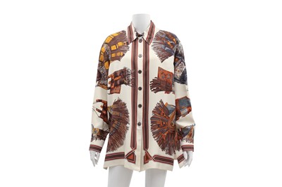 Lot 289 - Hermes 'Cuirs Du Desert' Silk Shirt - Size 44