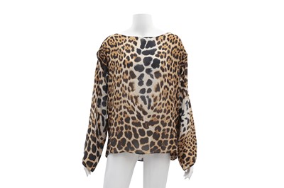 Lot 275 - Yves Saint Laurent Leopard Print Silk Blouse - Size 38