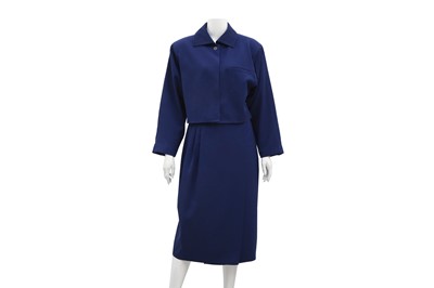 Lot 53 - Gianni Versace Blue Wool Skirt Suit - Size 42