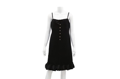 Lot 375 - Chanel Black Wool Boucle Camisole Strap Dress - Size 38