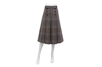 Lot 270 - Mulberry Beige Wool Tartan Pleat Skirt - Size 42