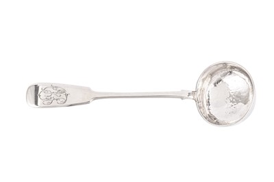 Lot 181 - A Nicholas II Russian 84 Zolotnik (875 standard) silver soup ladle, Moscow 1898-1908 by I.P. Klebnikov & Sons (active 1888-1918)