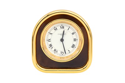 Lot 282 - Cartier Arched Brown Lacquer Desk Alarm Clock