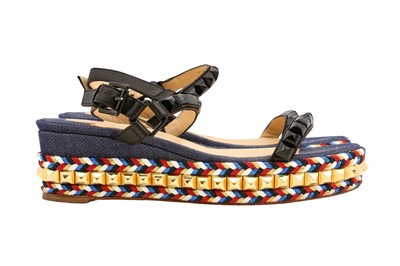 Lot 52 - Christian Louboutin Blue Cataclou Flatform Sandal - Size 37