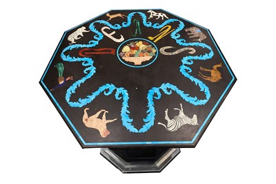 Lot 374 - A LARGE MARBLE PIETRA DURA TABLE