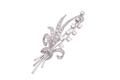 Lot 130 - A DIAMOND FLOWER SPRAY BROOCH, CIRCA 1958