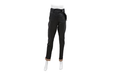 Lot 434 - Escada Sport Black Lilien Leather Tapered Trouser - Size 40