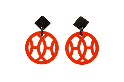 Lot 187 - Hermes Orange Hava Pierced Earrings GM