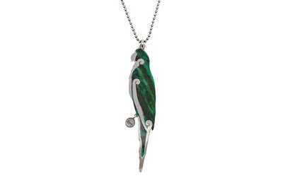 Lot 213 - Gucci Silver Enamel Parrot Necklace