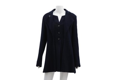 Lot 58 - Chanel Navy Boucle CC Long Jacket